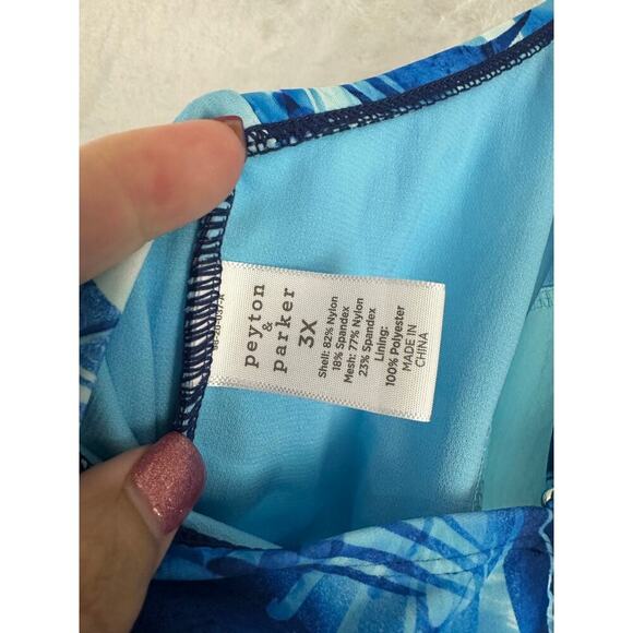 Peyton & Parker Blue Swirl One Piece Swimsuit 3X Beach Pool Summer - Picture 4 of 7